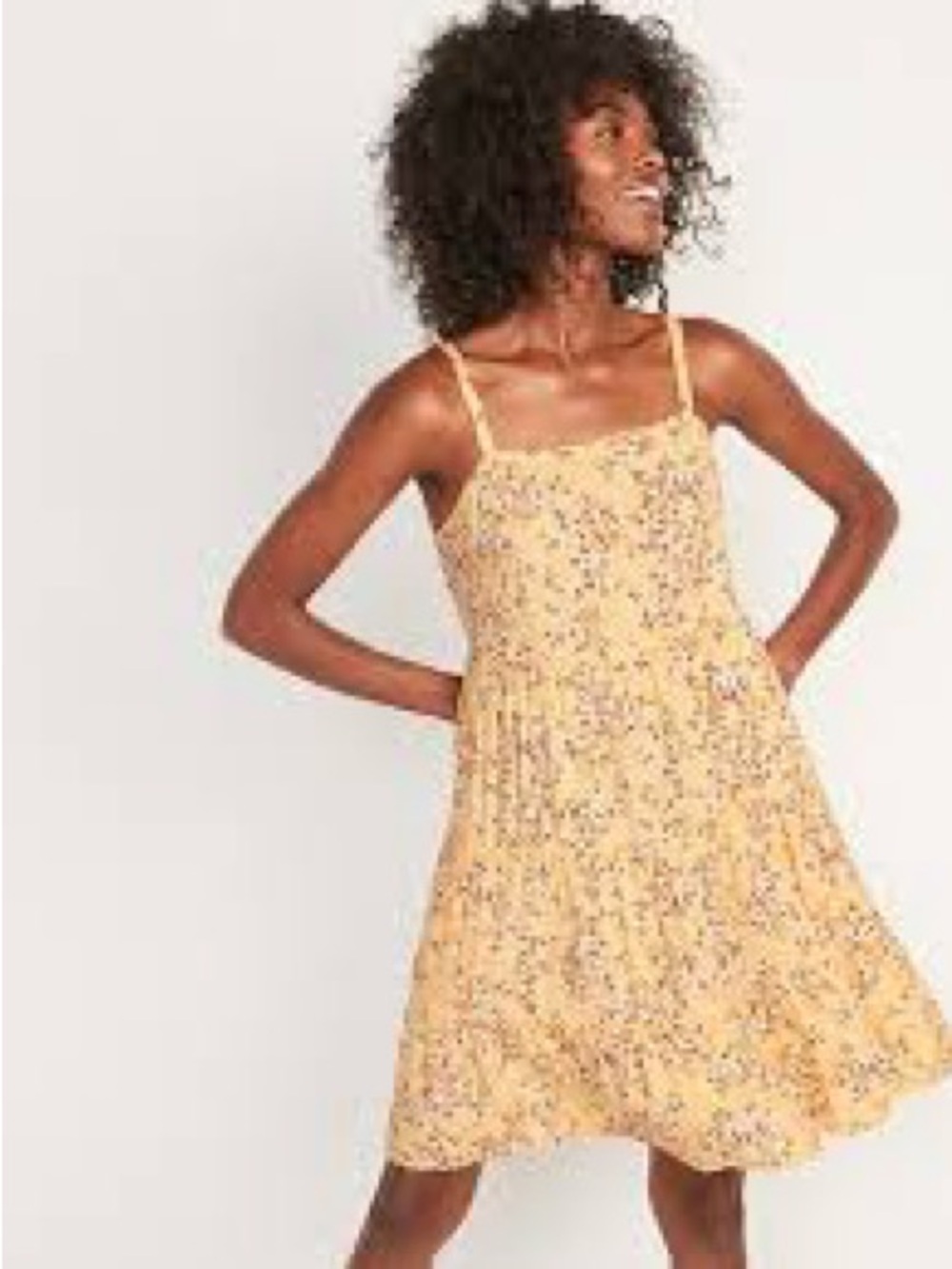 Old Navy Size Large Yellow Floral Sundress with Spaghetti Straps